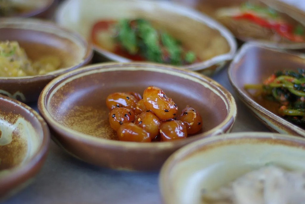 A glossy bowl of braised, sweet-savory Korean banchan — banchan korean side