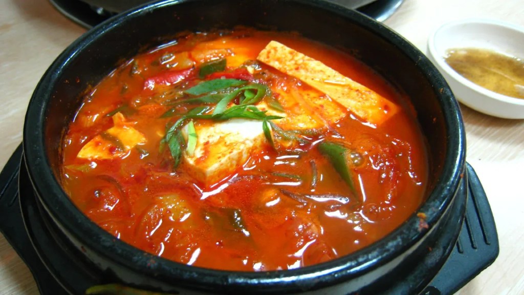 Kimchi jjigae, a bubbling Korean kimchi stew, the dish two BTS members named as a favorite — bts favorite korean