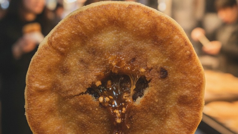 Korean hotteok sweet pancake — korean street food