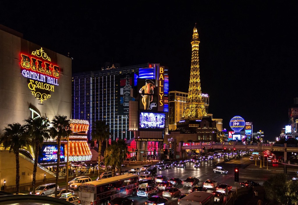 The Las Vegas Strip lit up at night, where the first K-pop residency by BLACKPINK's Lisa opens in November — blackpink lisa documentary