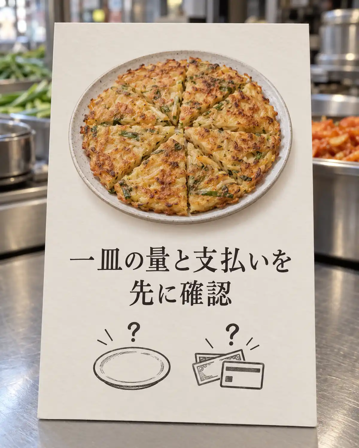 一皿の量と支払いを先に確認
