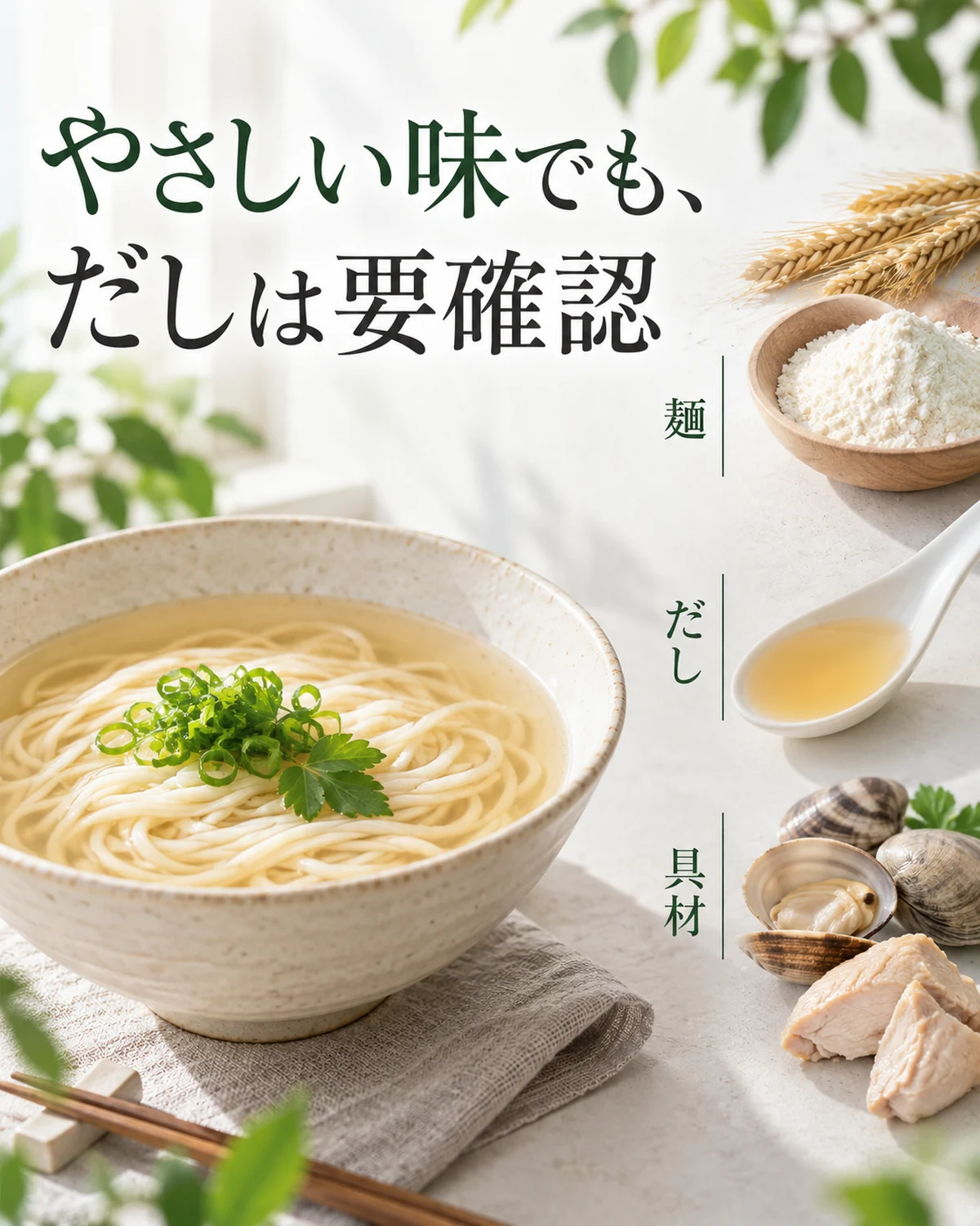 やさしい味でも、だしは要確認