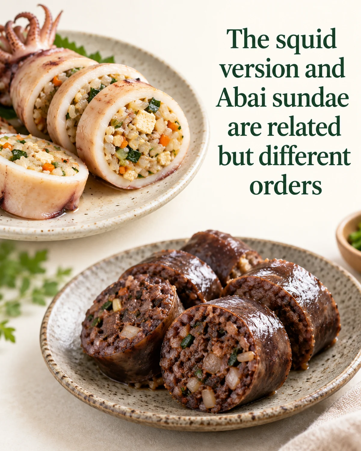 The squid version and Abai sundae are related but different orders