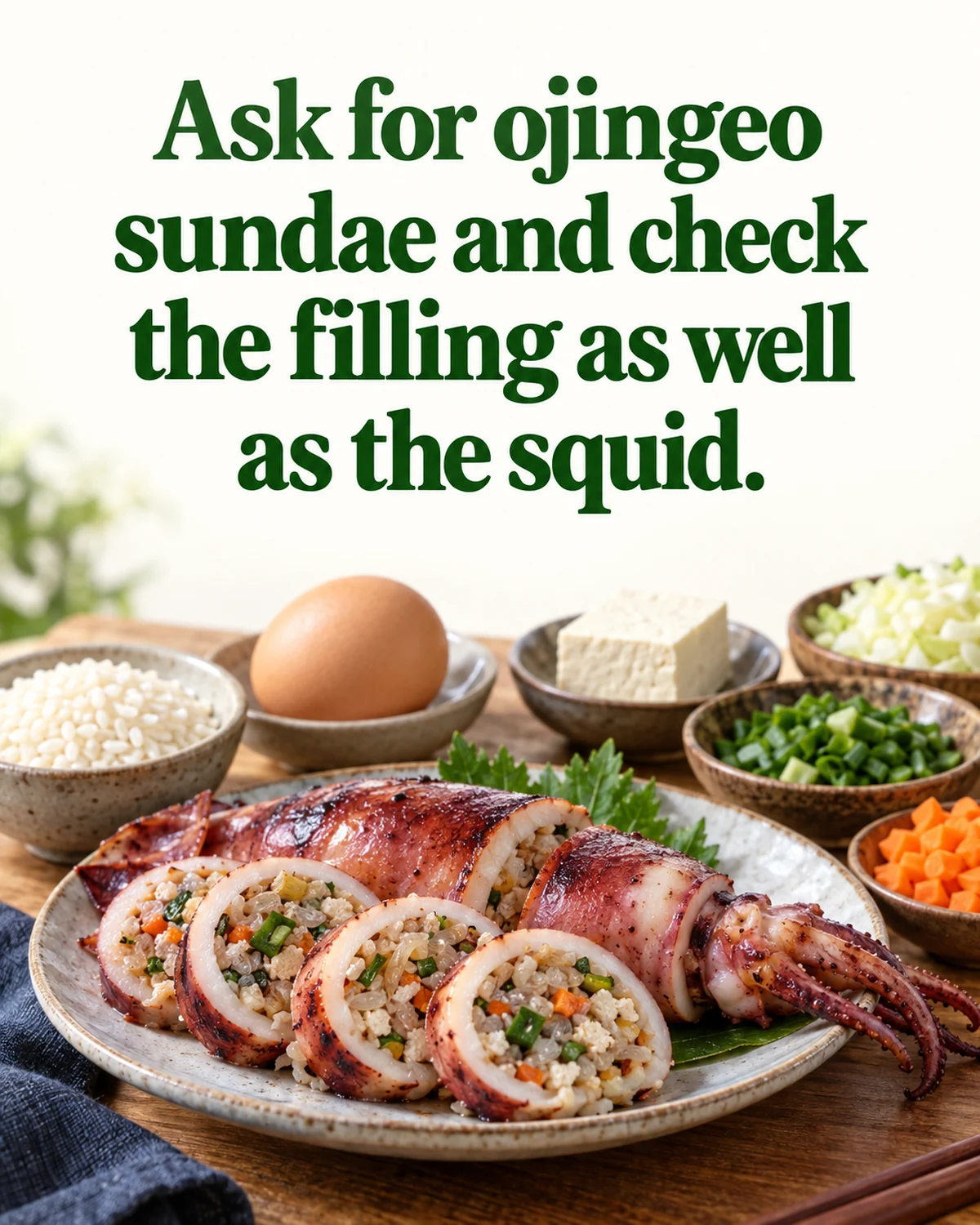 Ask for ojingeo sundae and check the filling as well as the squid