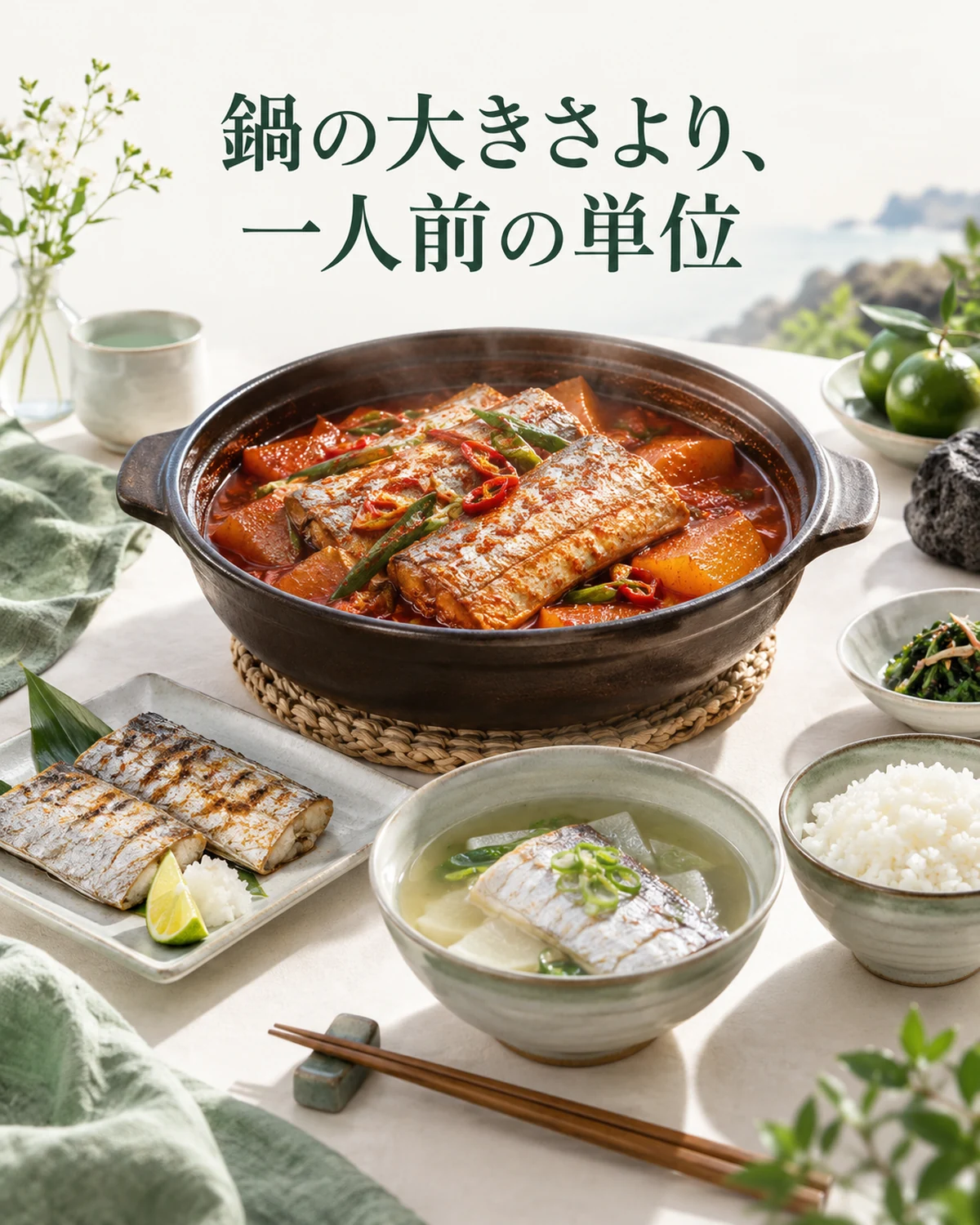 鍋の大きさより、一人前の単位