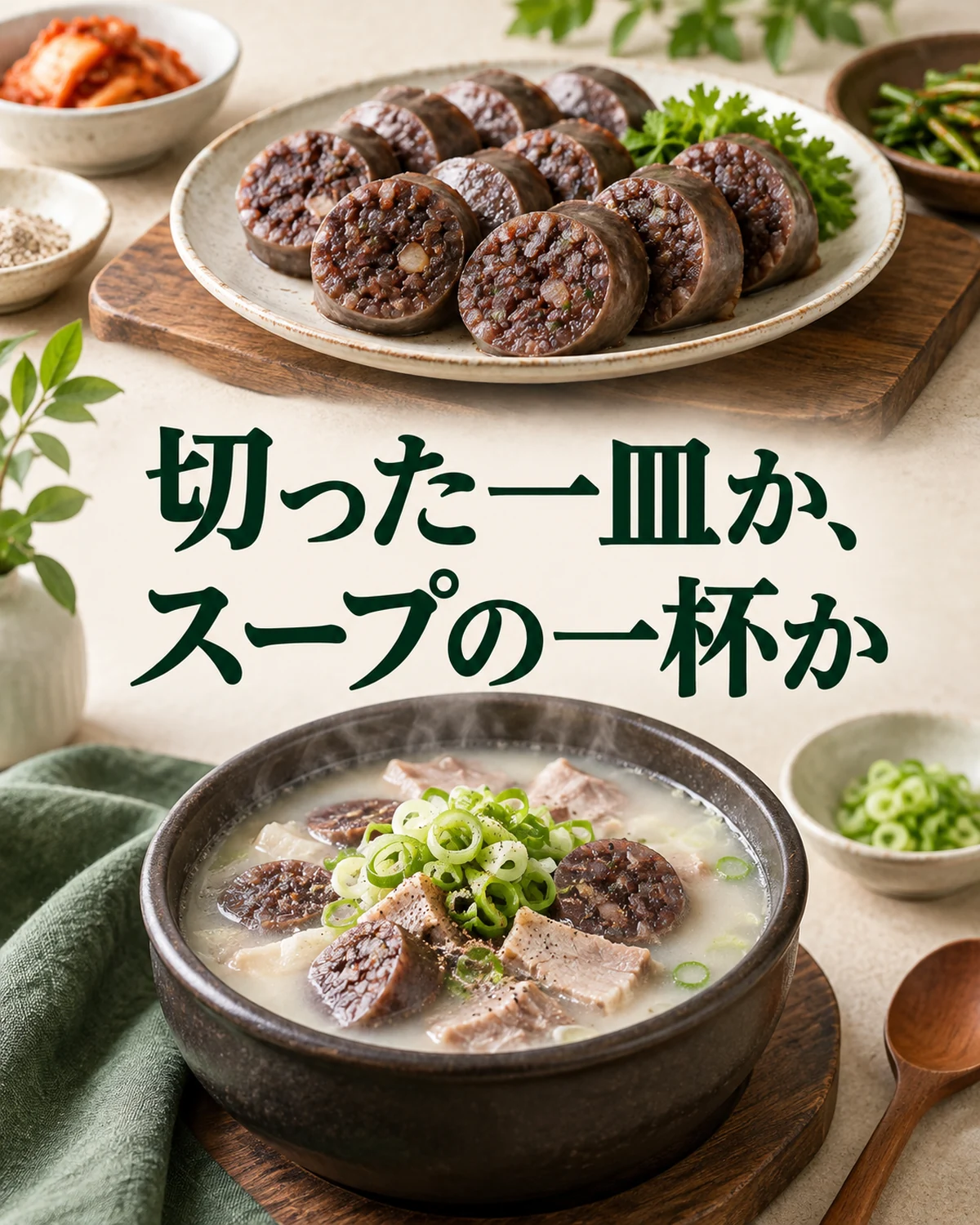 切った一皿か、スープの一杯か