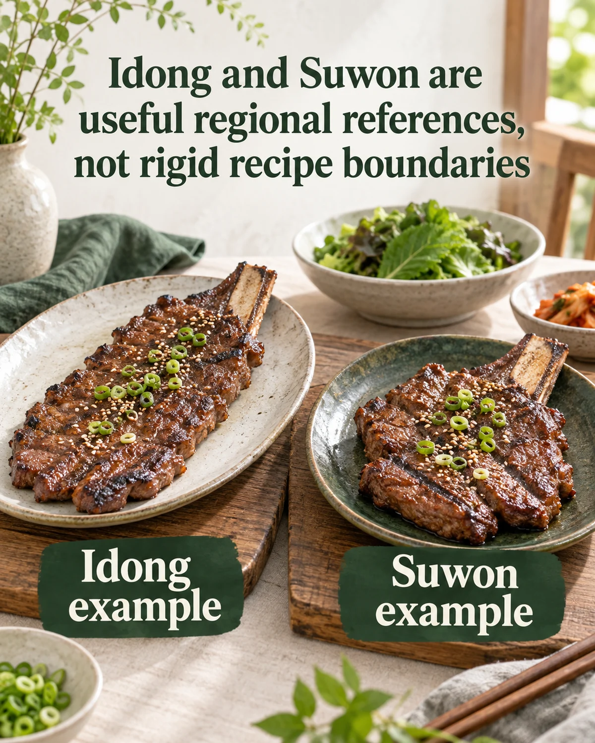 Idong and Suwon are useful regional references, not rigid recipe boundaries