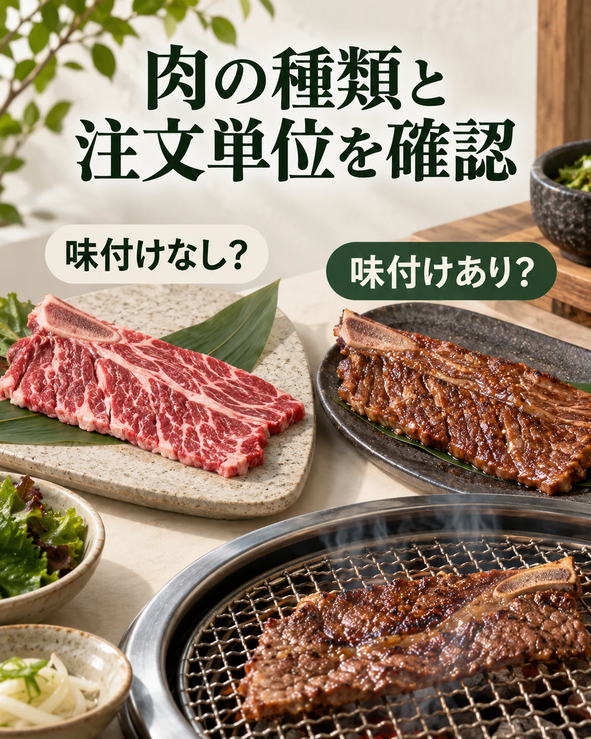 肉の種類と注文単位を確認