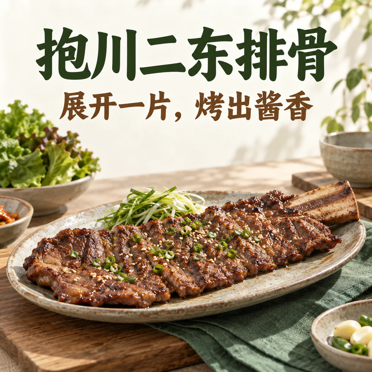 抱川二东排骨：甜酱油、展开的牛肉，与一座军营小镇的餐馆
