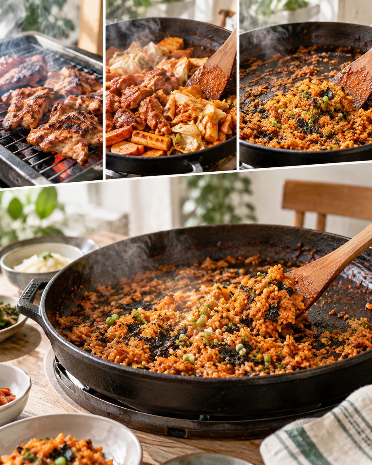 Fried rice uses the same pan as a distinct finishing stage