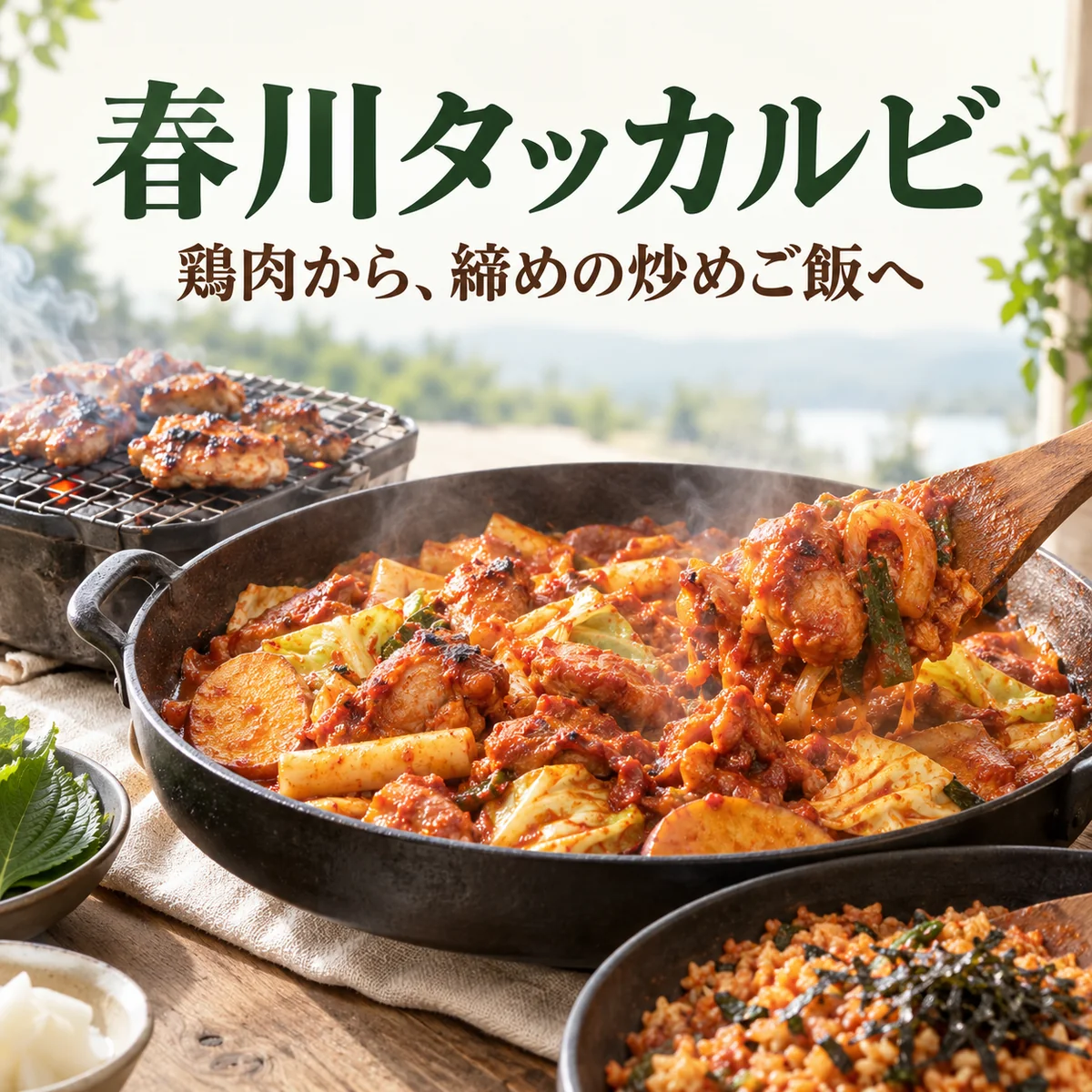 春川タッカルビ — 鶏肉から、締めの炒めご飯へ
