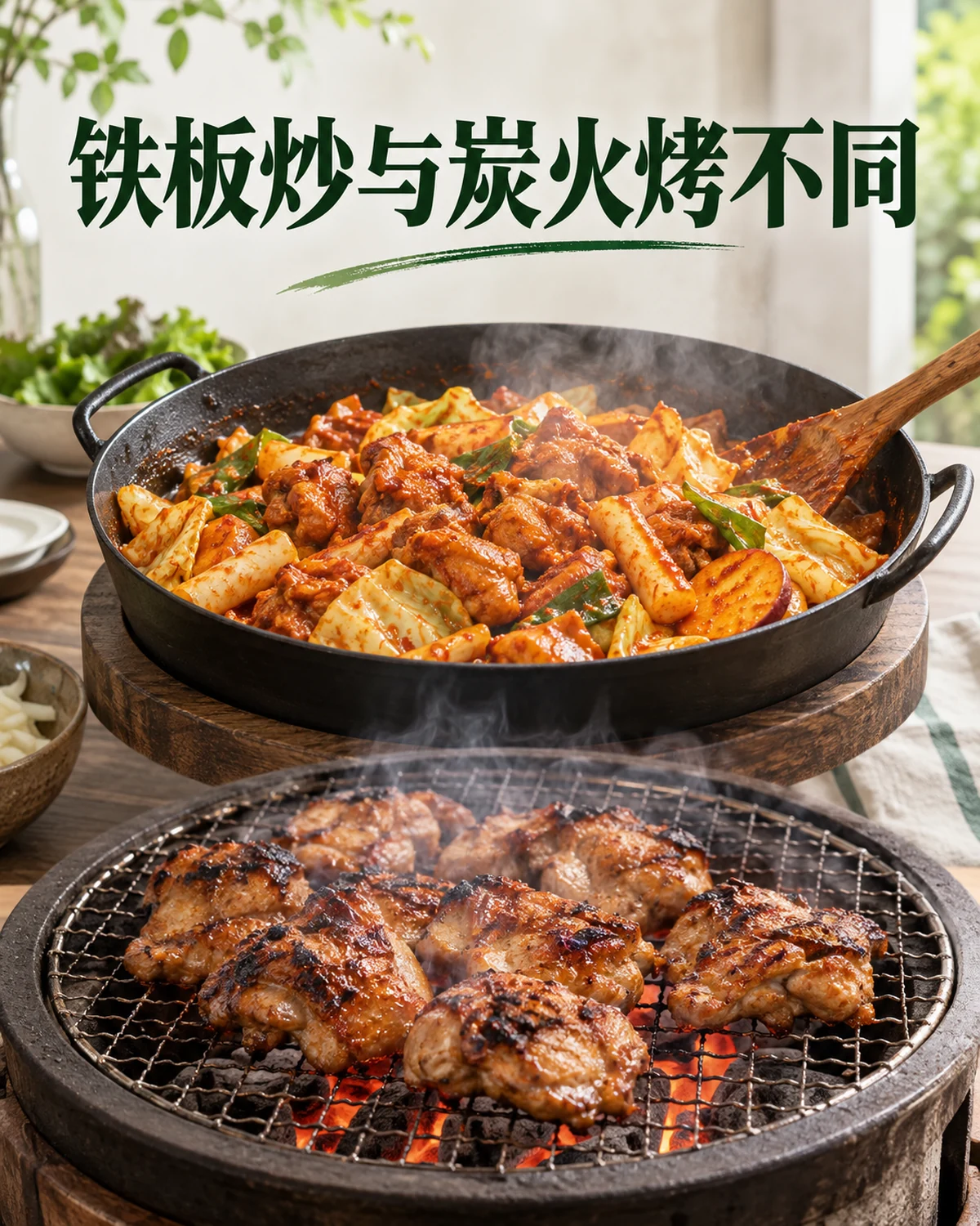 铁板炒与炭火烤不同