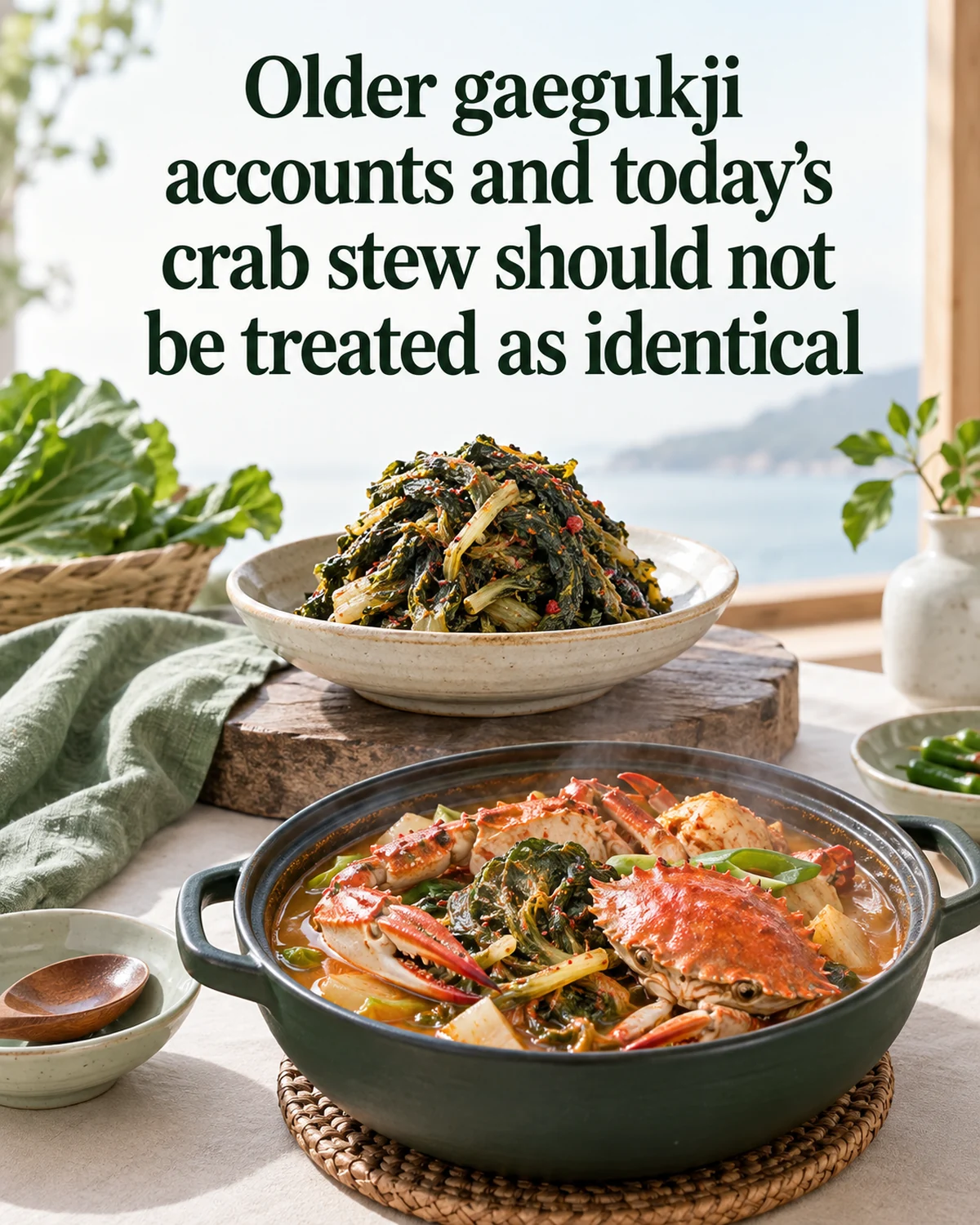 Older gaegukji accounts and today’s crab stew should not be treated as identical