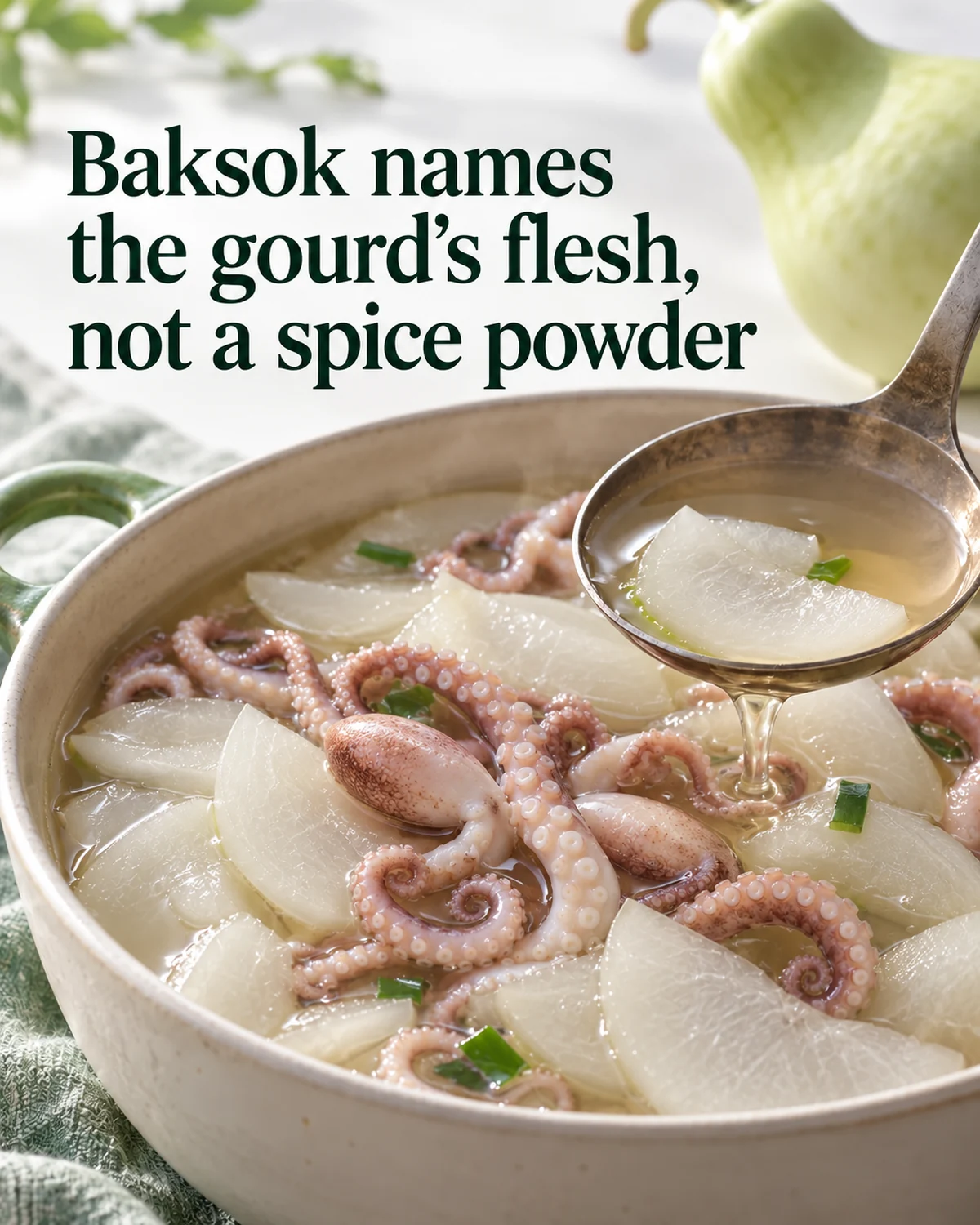 Baksok names the gourd’s flesh, not a spice powder