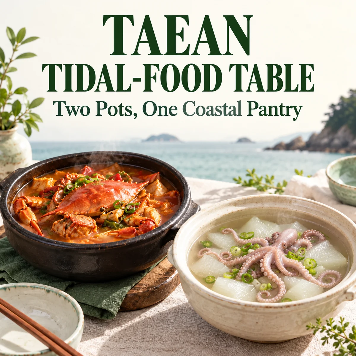 TAEAN TIDAL-FOOD TABLE — Two Pots, One Coastal Pantry