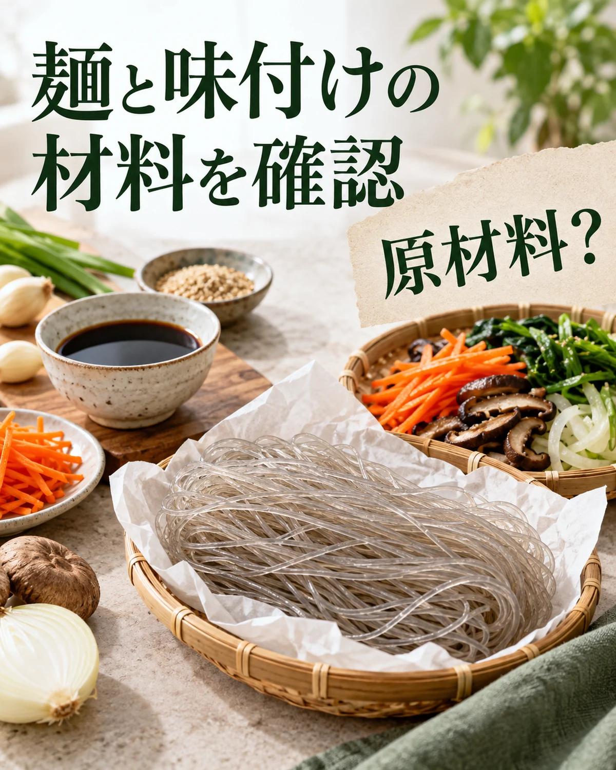 麺と味付けの材料を確認