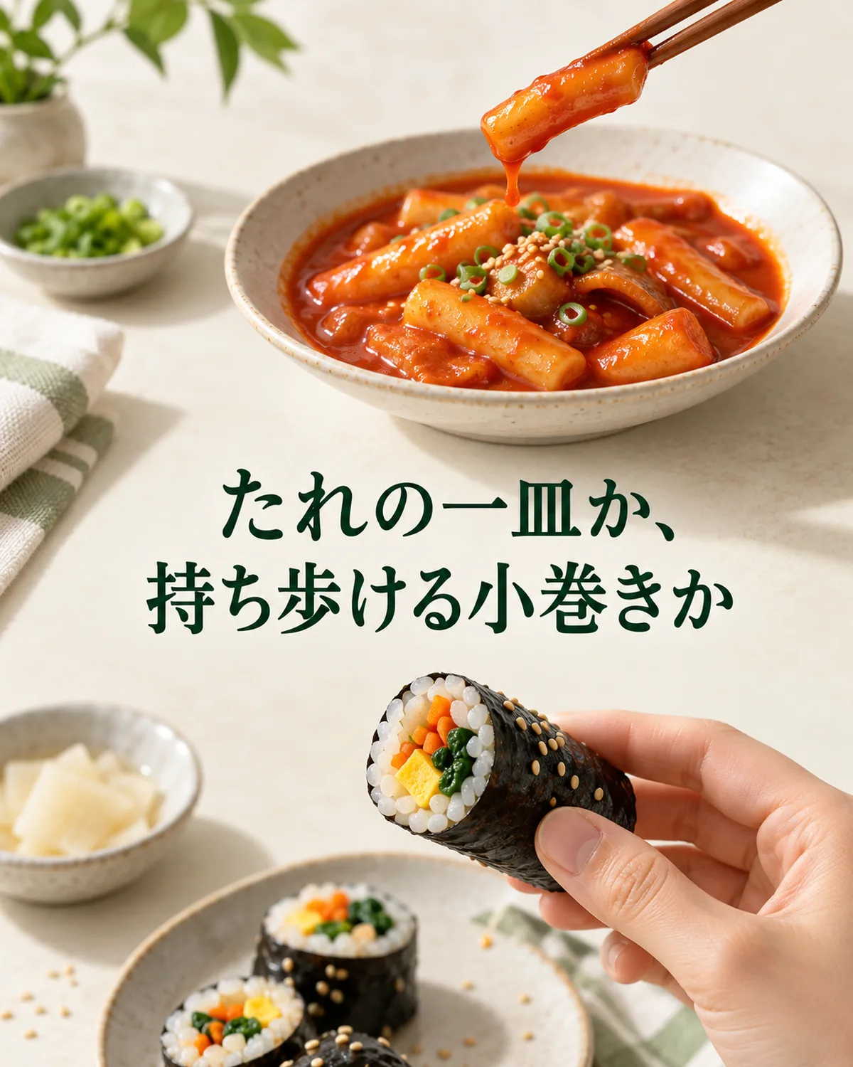 たれの一皿か、持ち歩ける小巻きか