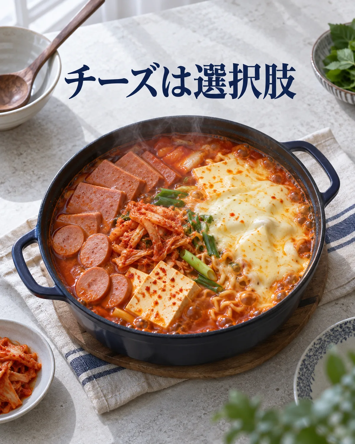 チーズは任意の追加。溶けると汁のこくが変わる。