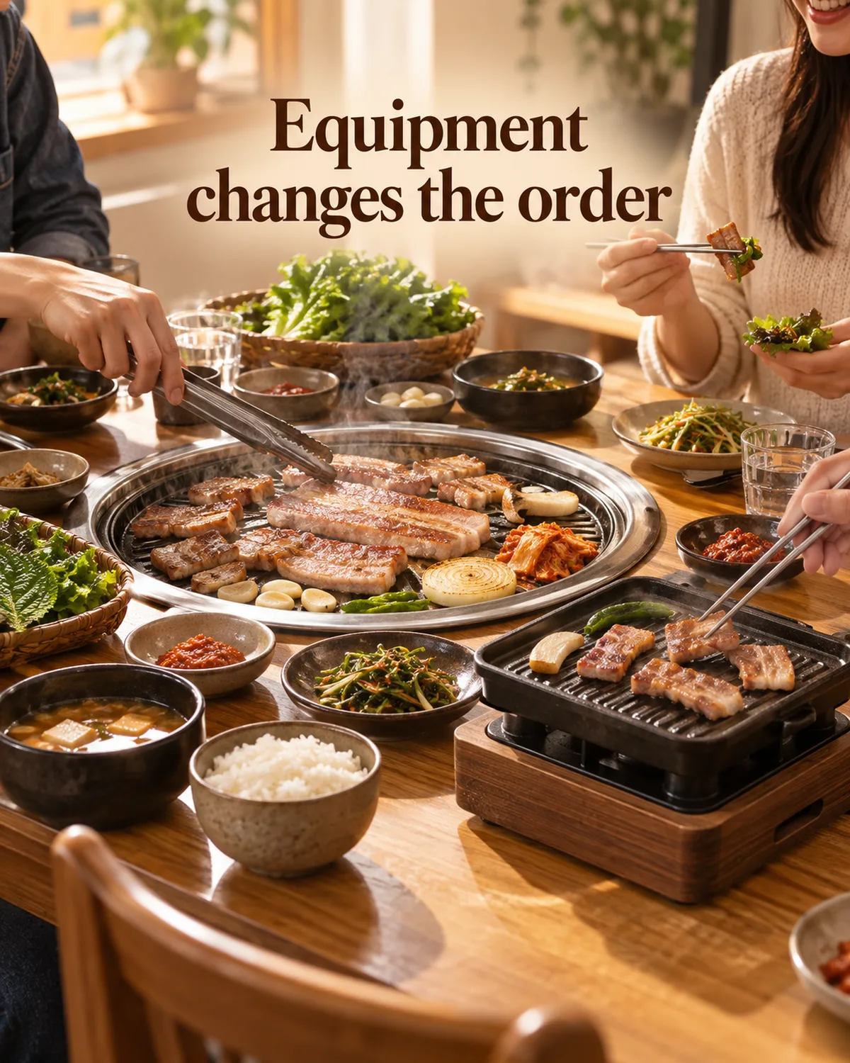Shared and individual grills illustrate how equipment can affect order size.