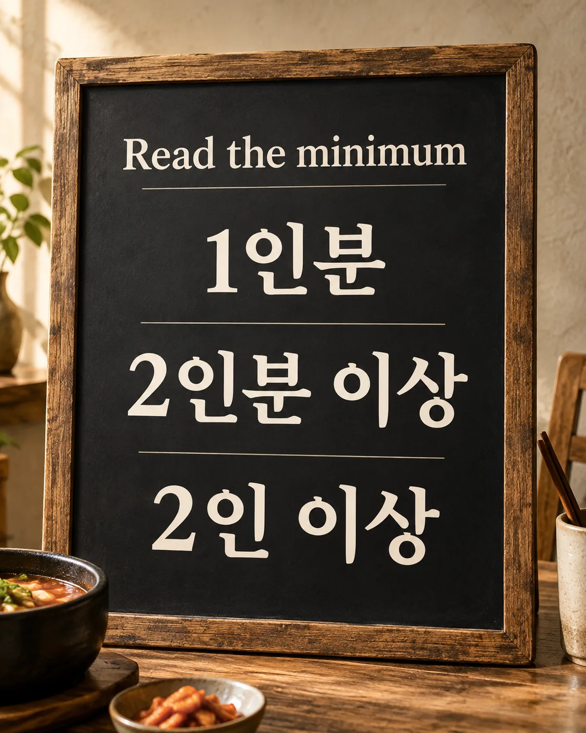 These generic menu phrases distinguish a portion from minimum portions and minimum diners; they do not state any restaurant’s policy.