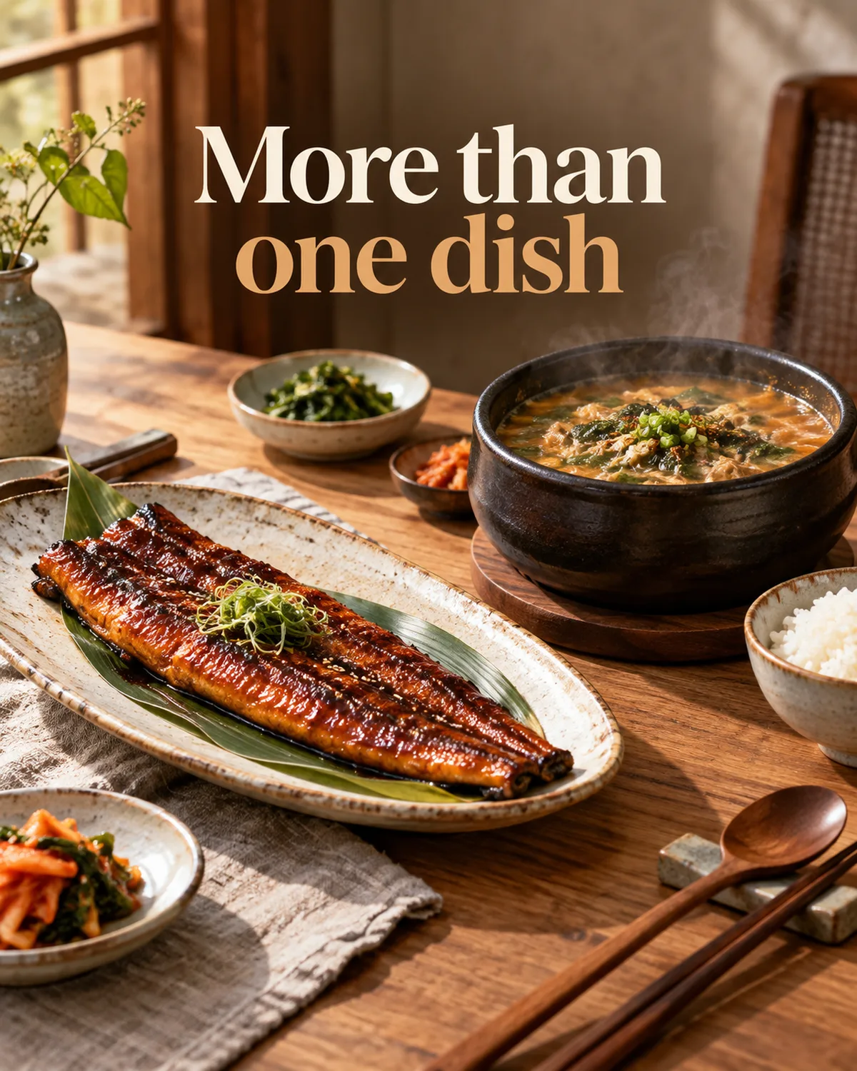 Eel and chueotang illustrate alternative dishes within a broader seasonal food repertoire.