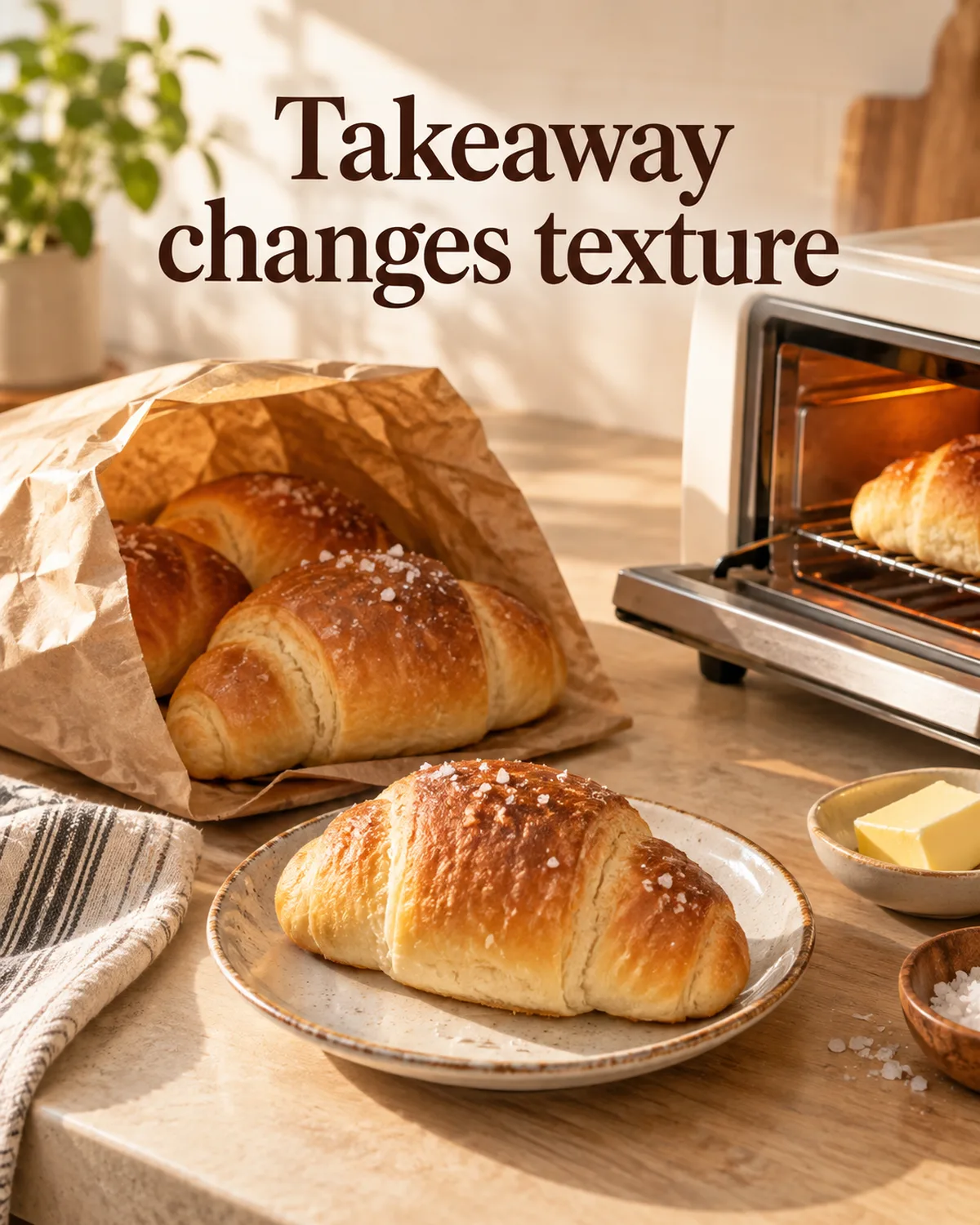 An opened takeaway bag illustrates how storage and transport can affect the crust.