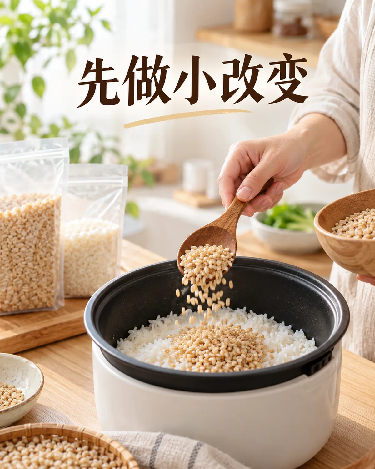 先替换一部分,再根据具体谷物或豆类调整炊煮。