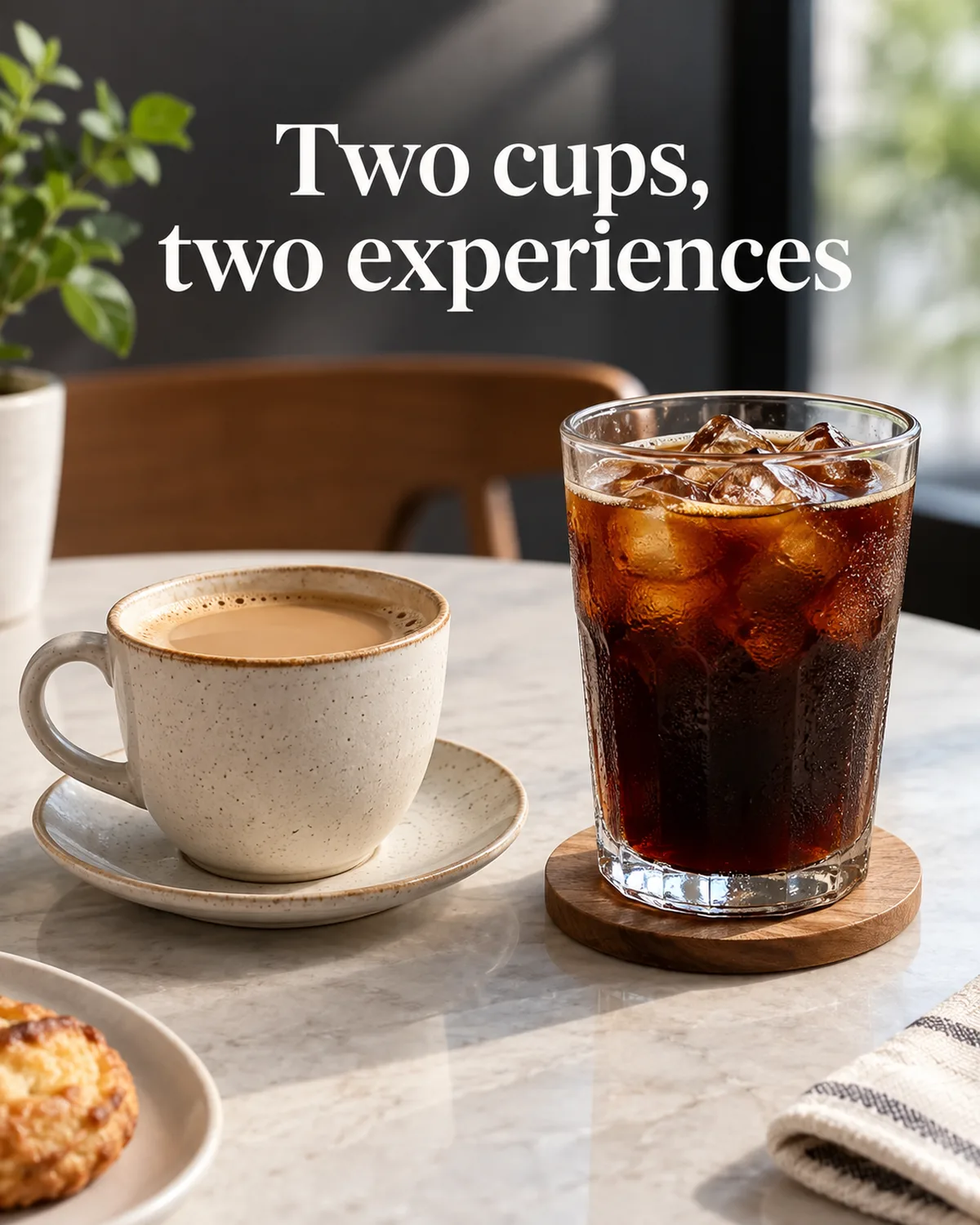 Coffee mix and an iced americano arrange sweetness and temperature differently.