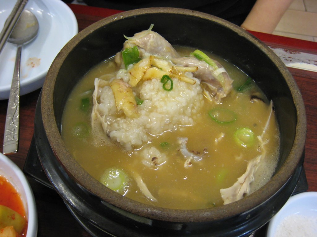 Samgyetang, Korean ginseng chicken soup served in stone bowls, the classic boknal stamina food — bts boknal summer