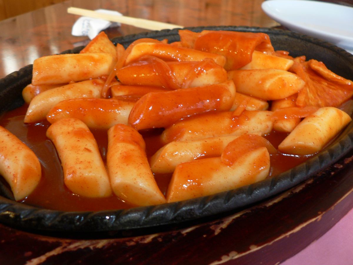 Tteokbokki, Korean spicy stir-fried rice cakes, in a red gochujang sauce — blackpink tour