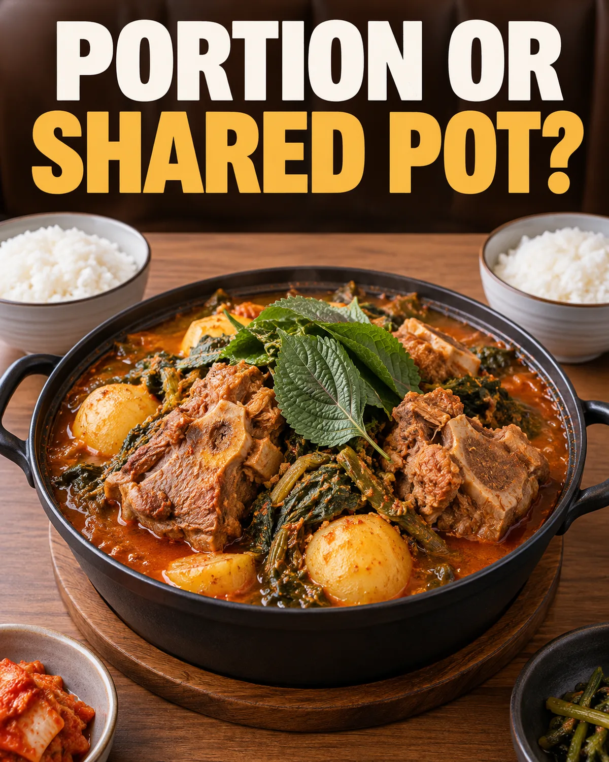 A menu can price a portion, an individual meal or a shared pot.
