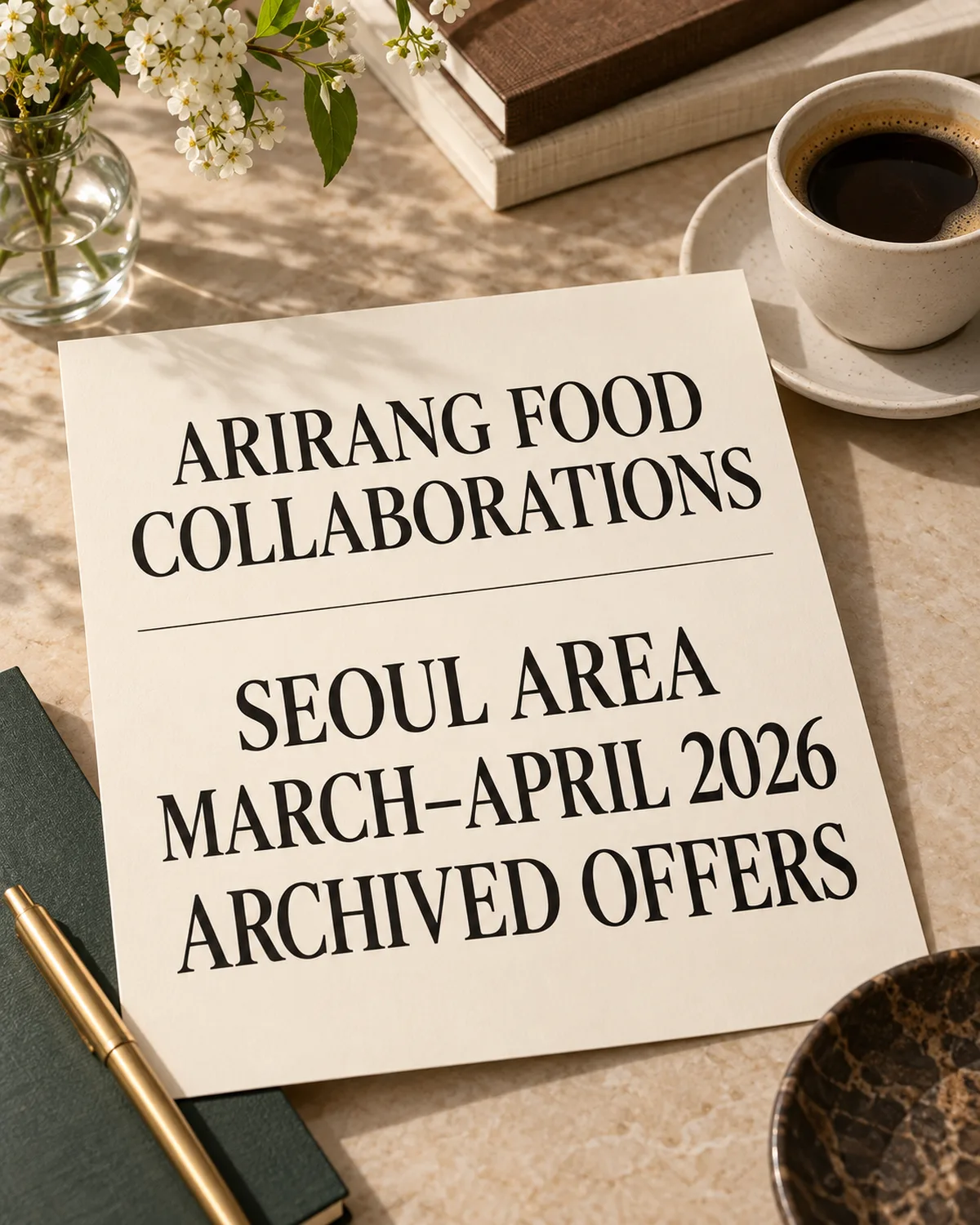 The Seoul-area food collaboration notice records March and April 2026 offers.