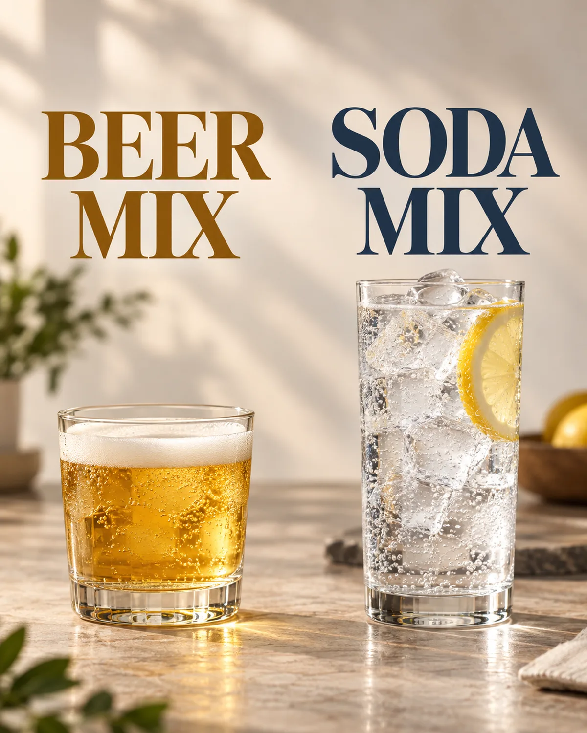 Beer and a non-beer mixer produce different drink structures.