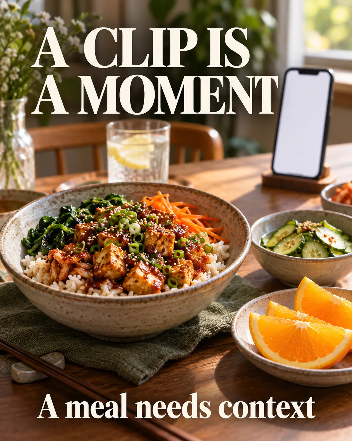 A food clip does not show a person’s complete daily routine.