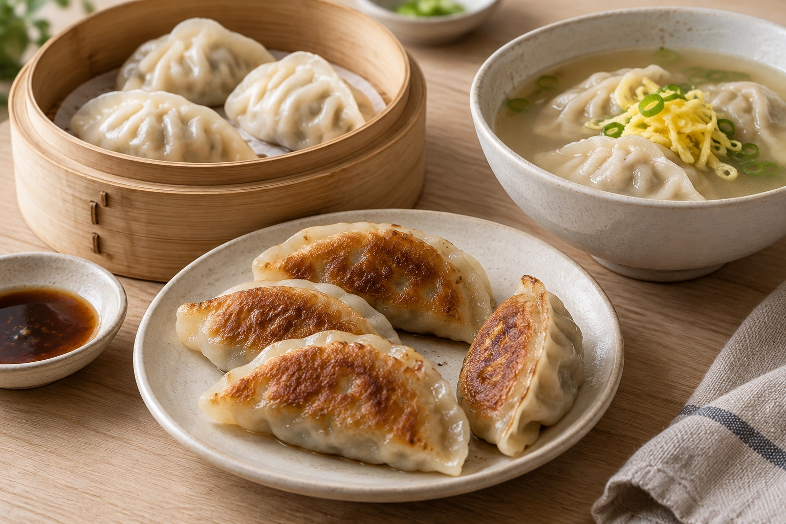 Pan-fried, steamed and broth-served mandu offer different eating experiences.