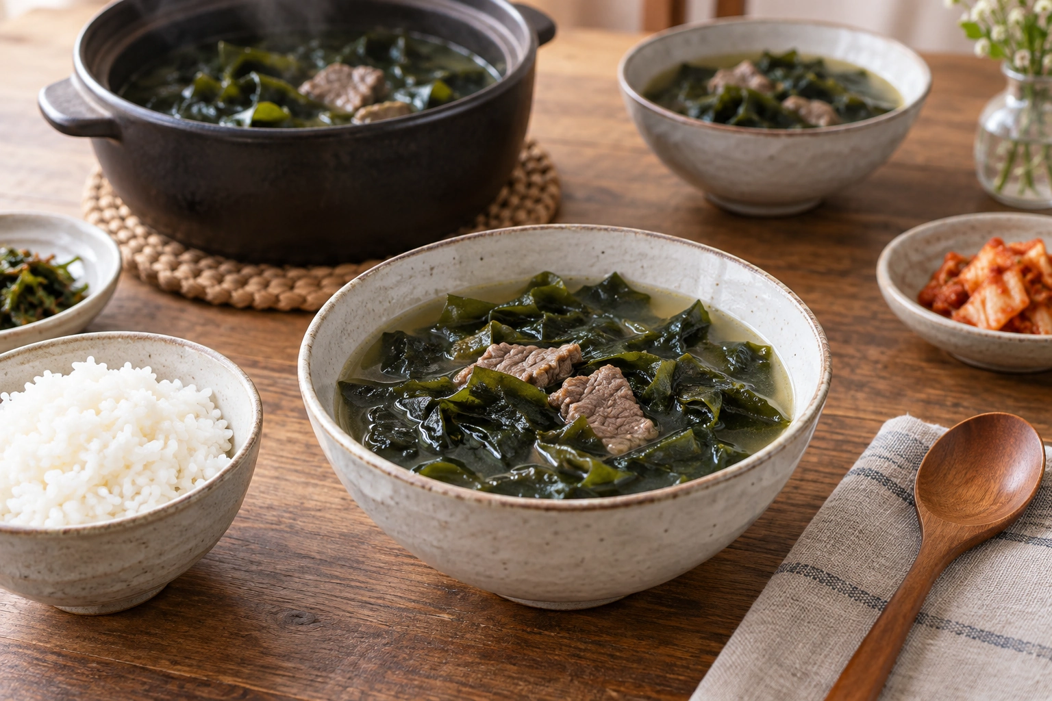 Miyeokguk can accompany an ordinary meal as well as a birthday.